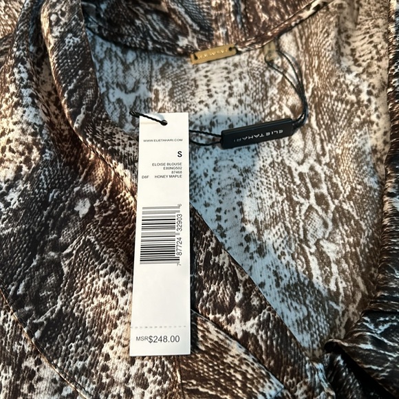 Elie Tahari Silk Eloise Blouse Honey Maple Size SM NWT - Picture 4 of 6